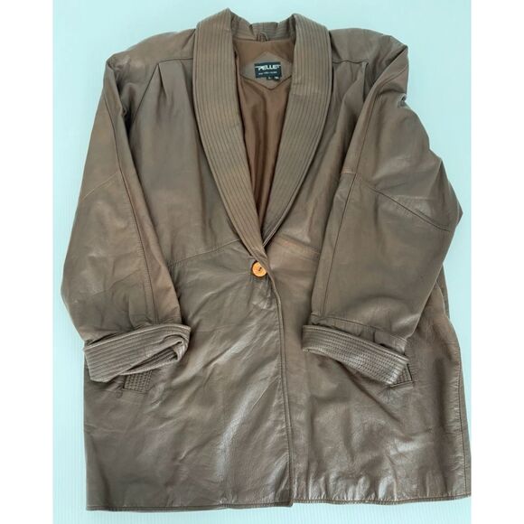 PELLE New York Milano 100% Leather Jacket Brown Women's Size L - Picture 5 of 12